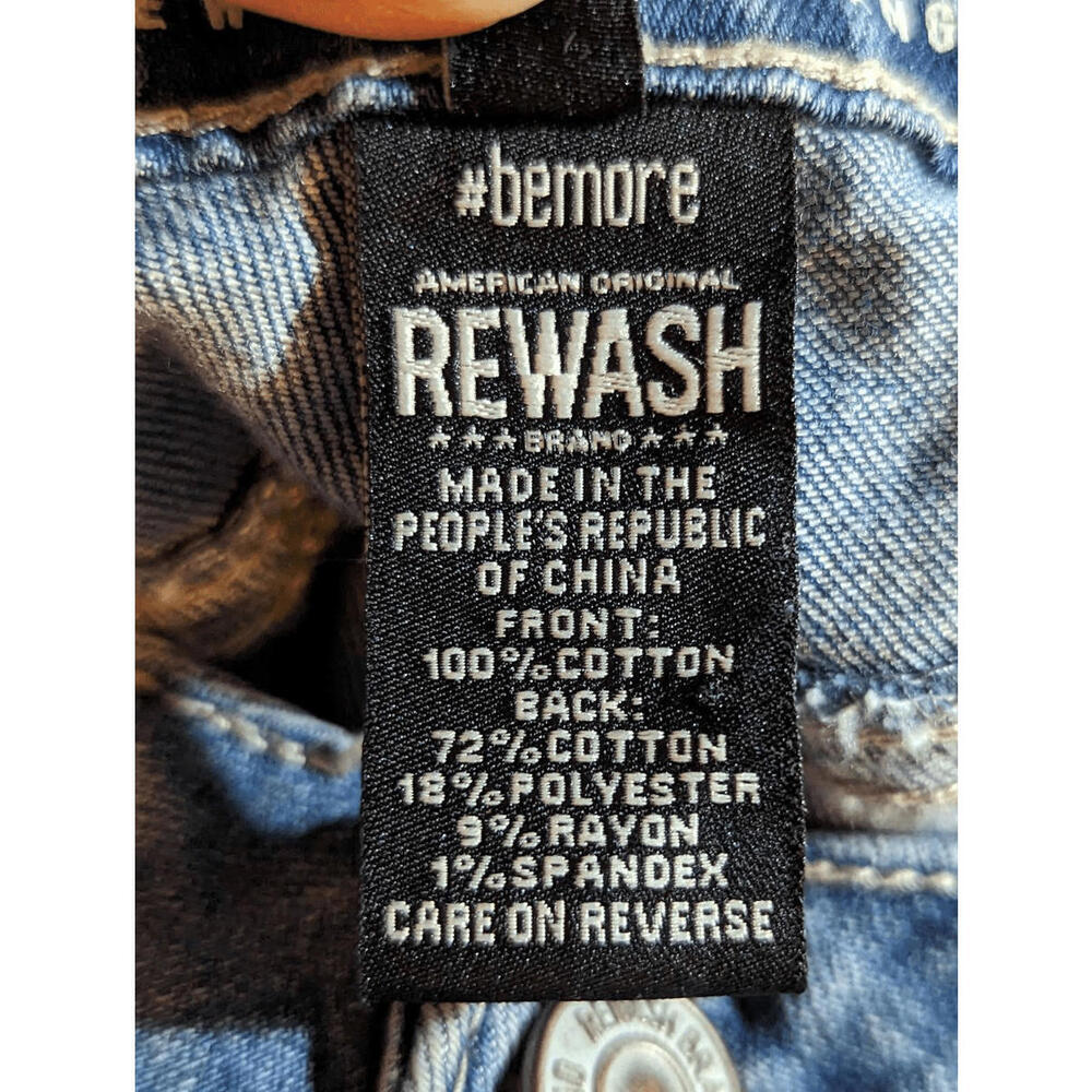 Rewash Women's Blue Ribbon Lace-Up Side Straight Distressed Jeans Size 15R - Picture 5 of 8